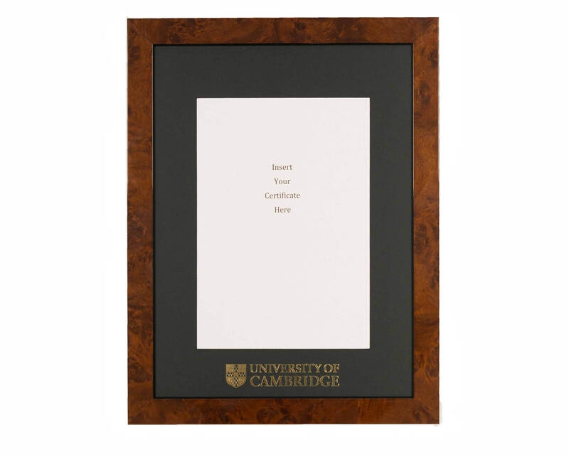 Cambridge University  A4 Black Certificate Mount with Walnut Frame  - 1