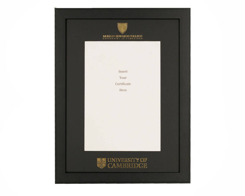Cambridge University - Murray Edwards College A4 Black Certificate Mount with Black Frame  - 1