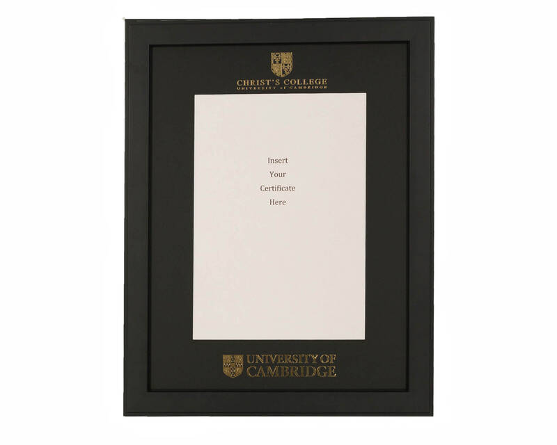 Cambridge University - Christ's College A4 Black Certificate Mount with Black Frame  - 1