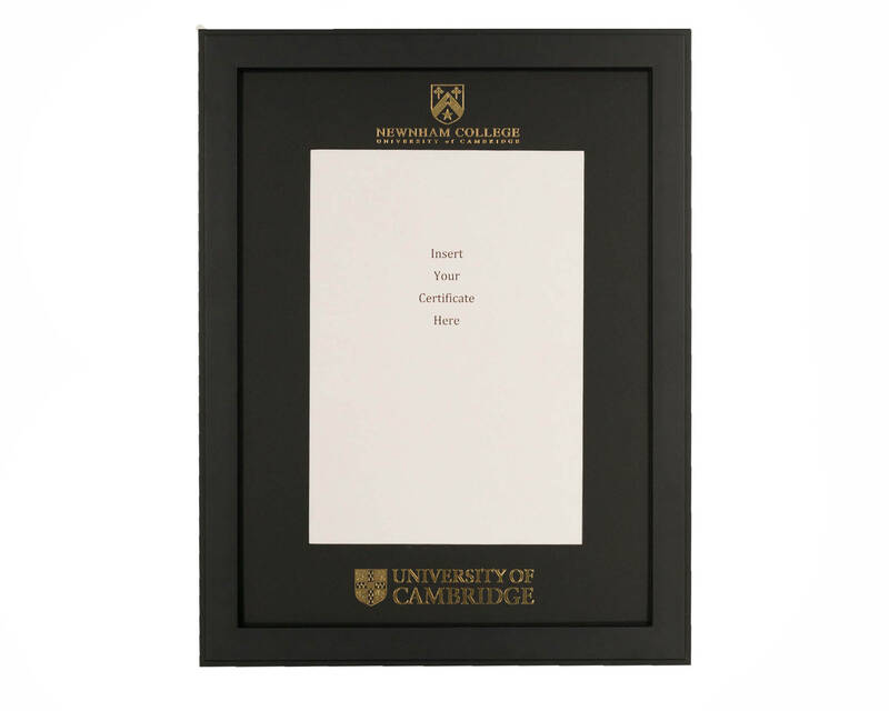 Cambridge University - Newnham College A4 Black Certificate Mount with Black Frame  - 1