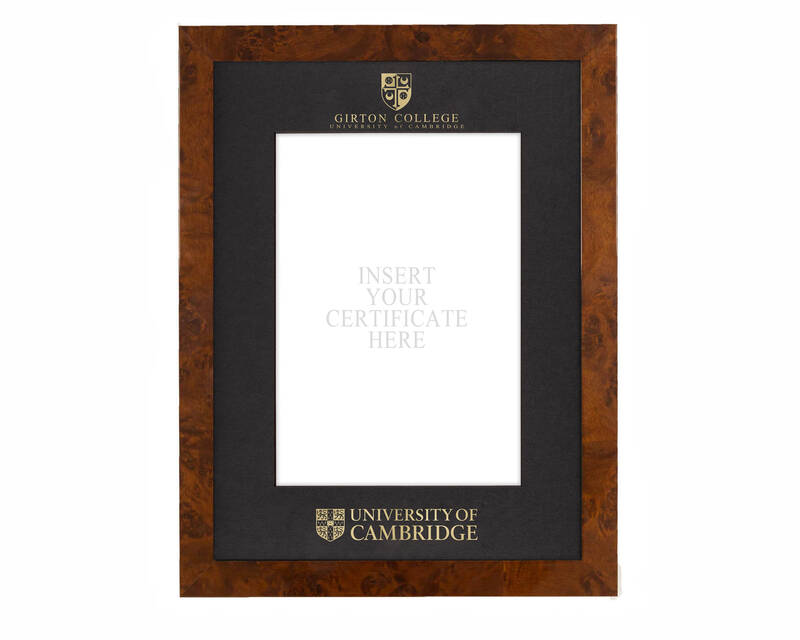 Cambridge University - Girton College A4 Black Certificate Mount with Walnut Frame  - 1
