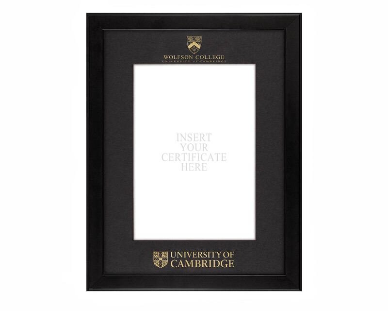 Cambridge University - Wolfson College A4 Black Certificate Mount with Black Frame  - 1