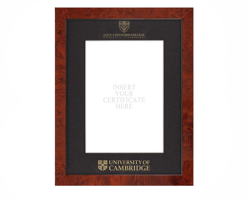 Cambridge University - Lucy Cavendish College A4 Black Certificate Mount with Walnut Frame  - 1